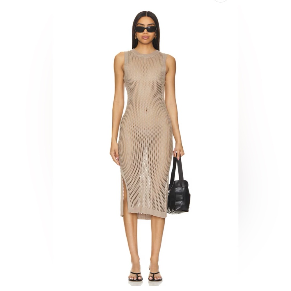 BOBI BLACK REVOLVE NWT MIDI DRESS IN TAUPE